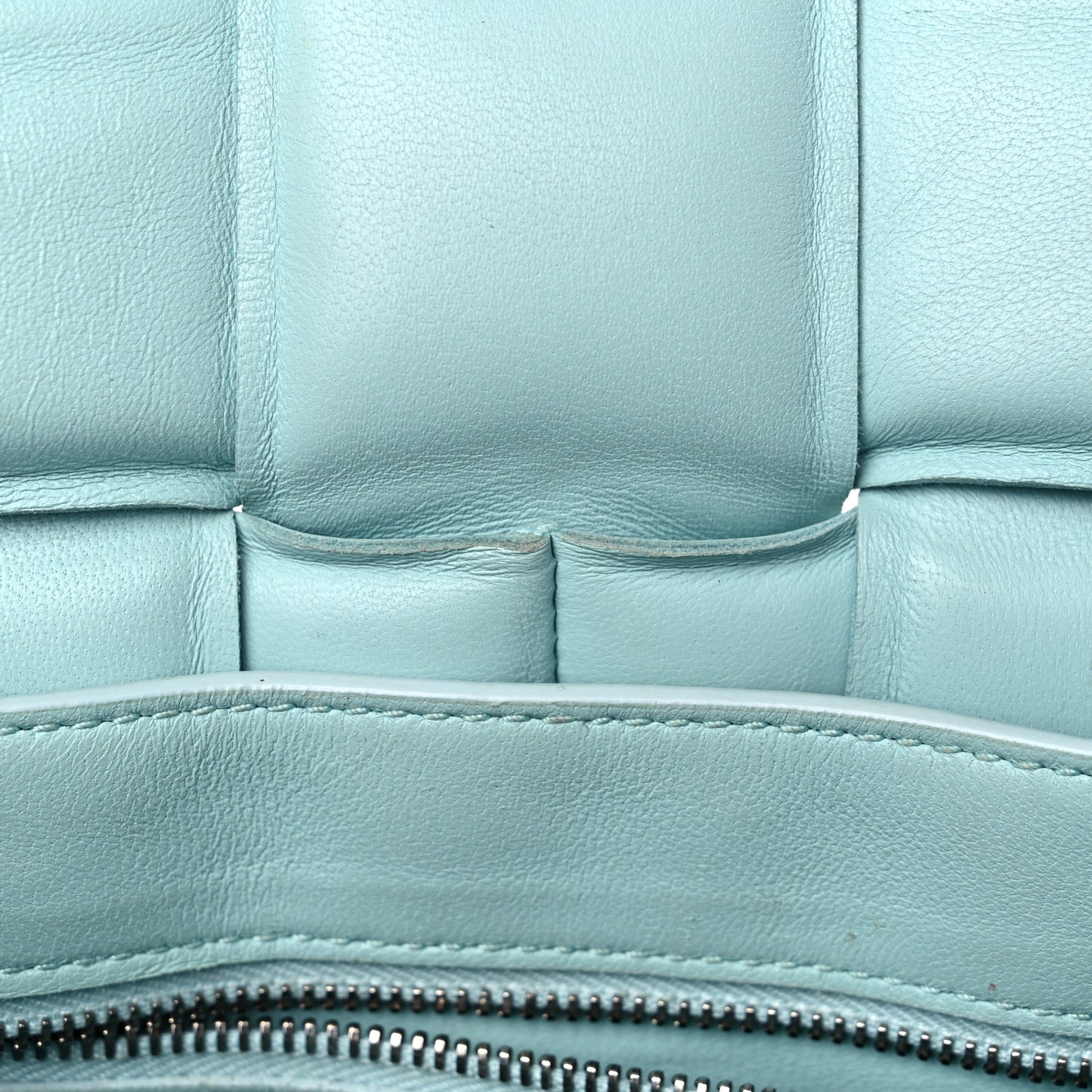 Paper Calfskin Maxi Intreccio Padded Cassette Crossbody Bag Ice