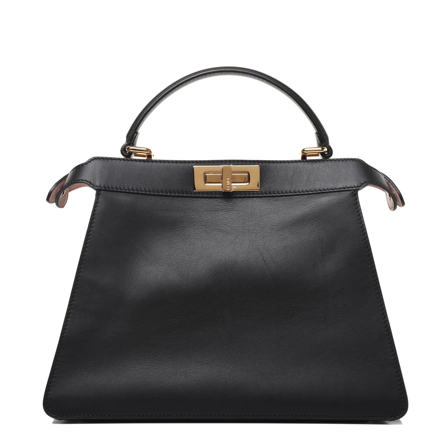 Vitello Seta Shiny Nappa Medium Peekaboo I SEE U Satchel Black Light Rose