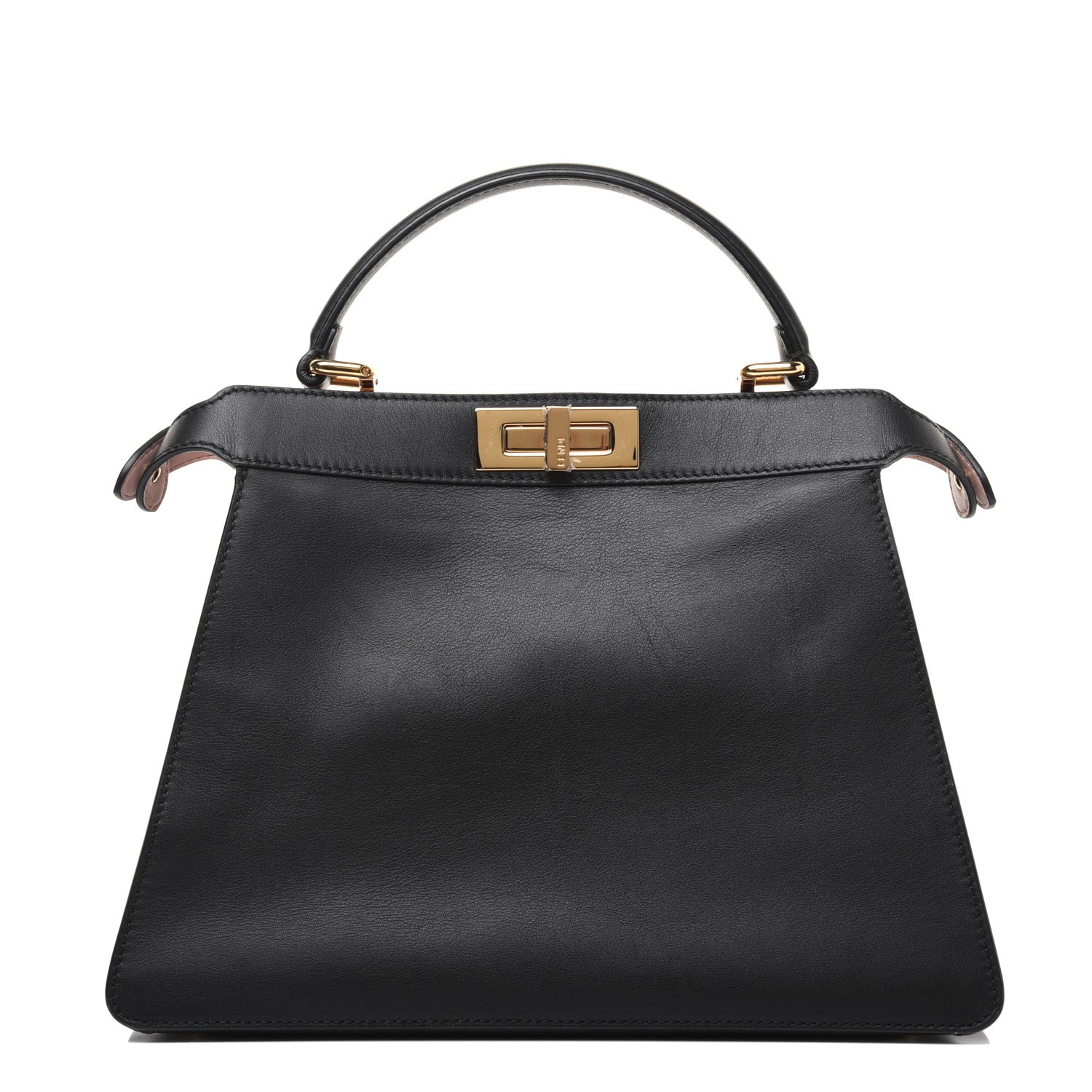Fendi Vitello Seta Shiny Nappa Medium Peekaboo I SEE U Satchel Black Light Rose 1 of 25