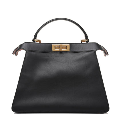Fendi Vitello Seta Shiny Nappa Medium Peekaboo I SEE U Satchel Black Light Rose 1 of 25