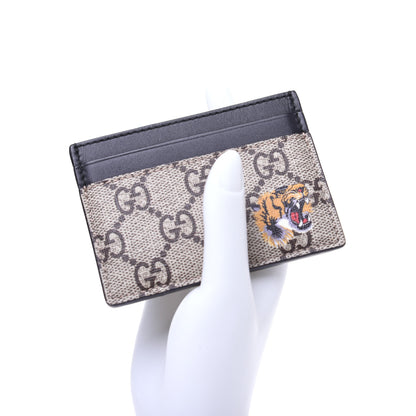 Gucci GG Supreme Monogram Tiger Print Card Holder Black 2 of 9