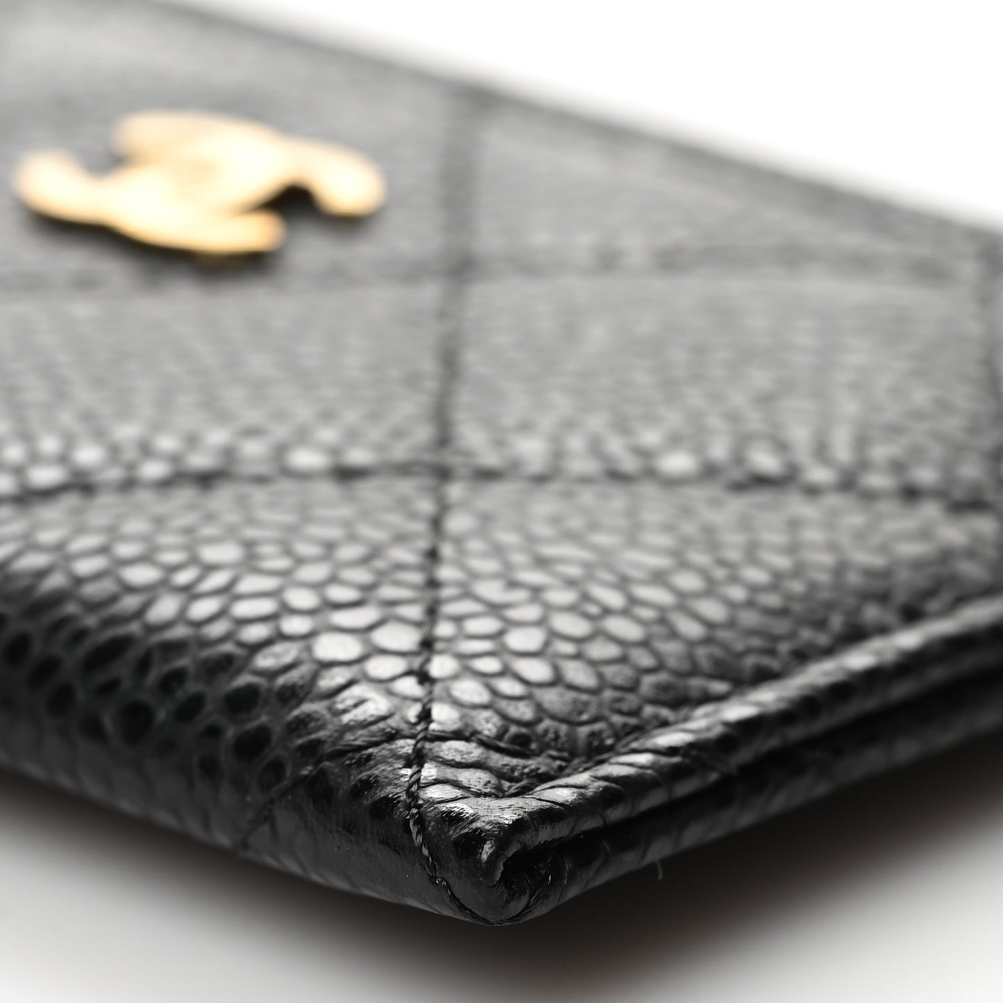 Caviar Quilted Card Holder Black