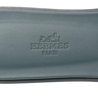 Hermes Box Calfskin Oran Sandals 38 Bleu Pinede 6 of 8
