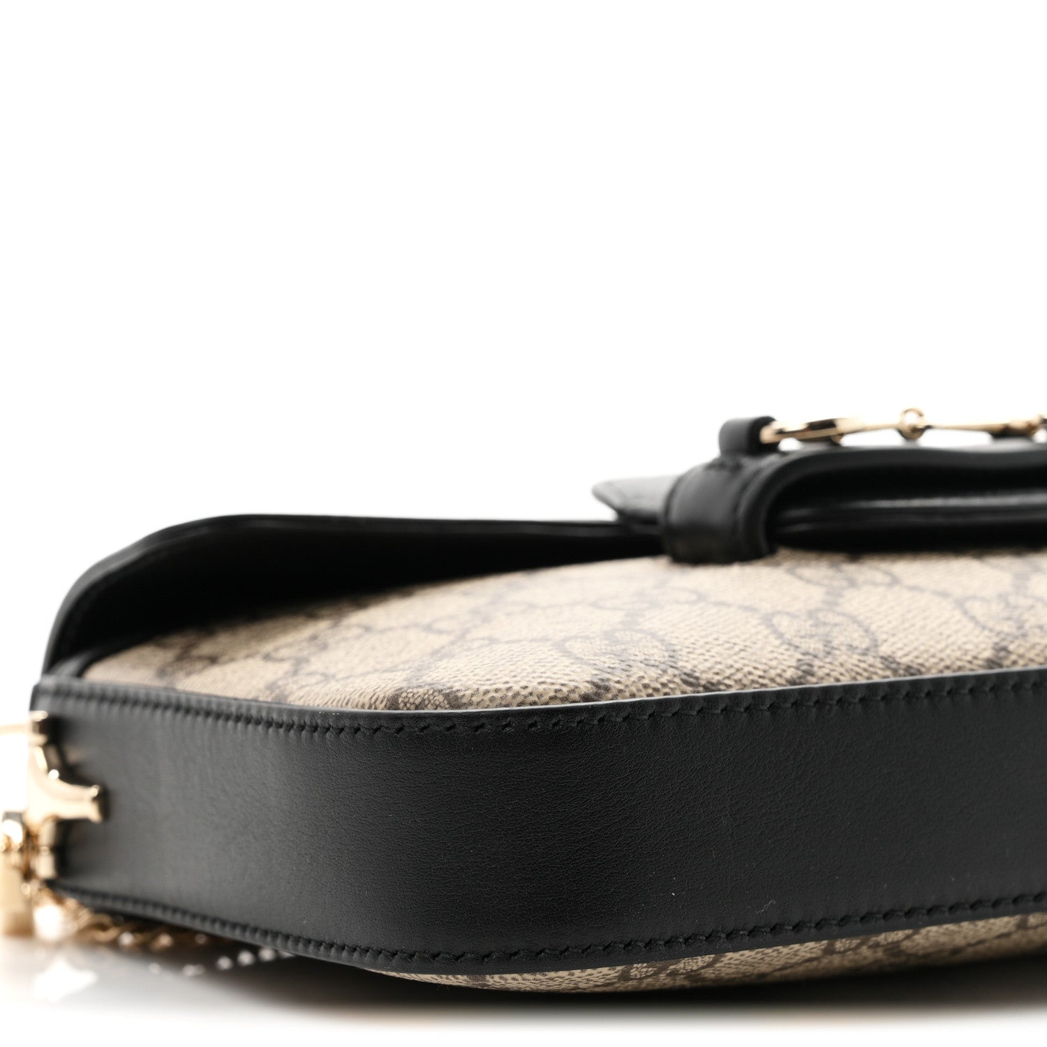Gucci GG Supreme Monogram Azalea Calfskin Horsebit 1955 Mini Bag Beige Black 9 of 10