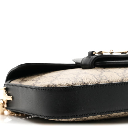 Gucci GG Supreme Monogram Azalea Calfskin Horsebit 1955 Mini Bag Beige Black 9 of 10