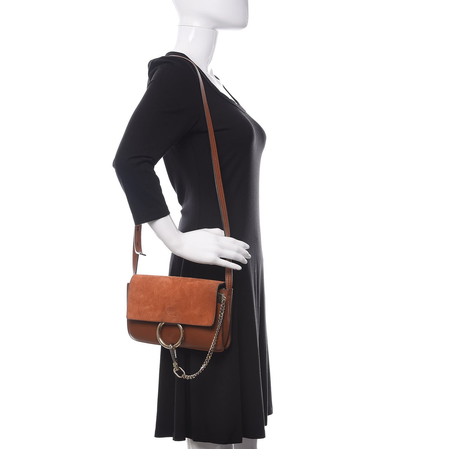 Chloe Suede Calfskin Small Faye Shoulder Bag Tobacco 2 of 11