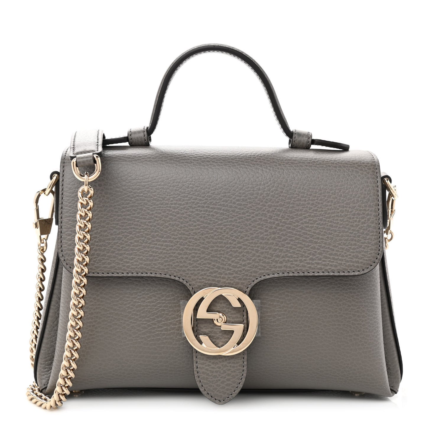 Dollar Calfskin Interlocking G Top Handle Shoulder Bag Loess