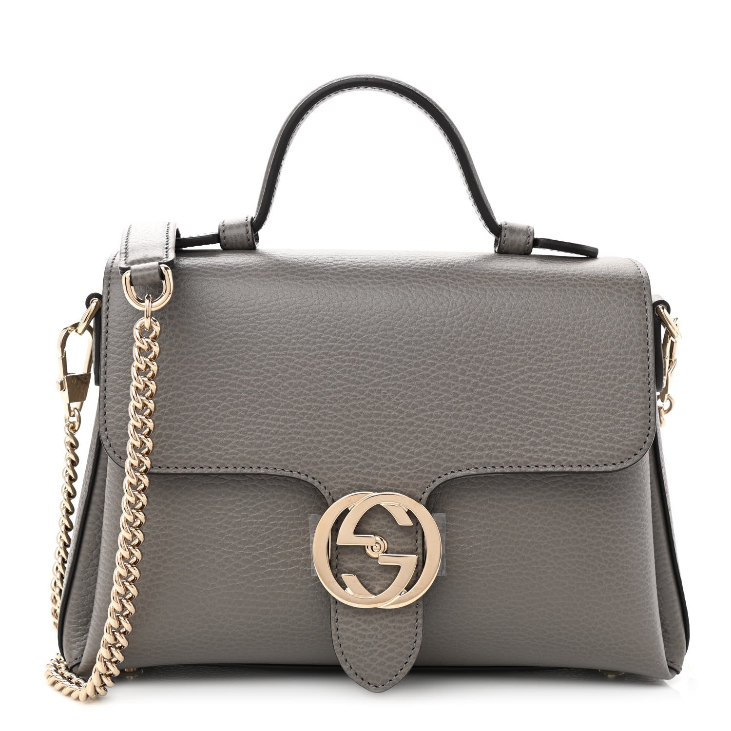 Gucci Dollar Calfskin Interlocking G Top Handle Shoulder Bag Loess 1 of 8