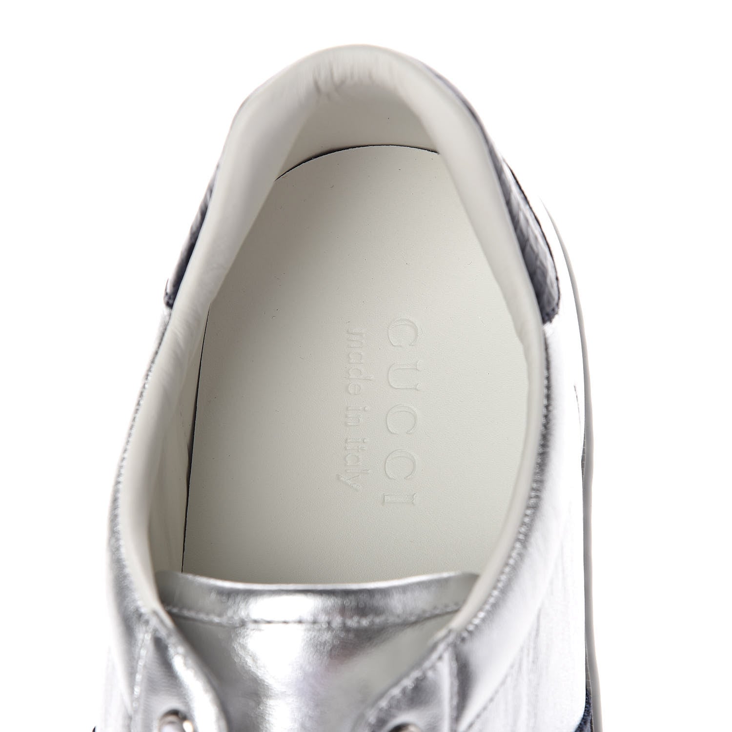 Gucci Metallic Nappa Silk Ayers Mens Ace Web Sneakers 11 Silver 5 of 8