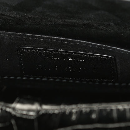 Saint Laurent Calfskin Crocodile Embossed Medium Monogram Sunset Black 7 of 11