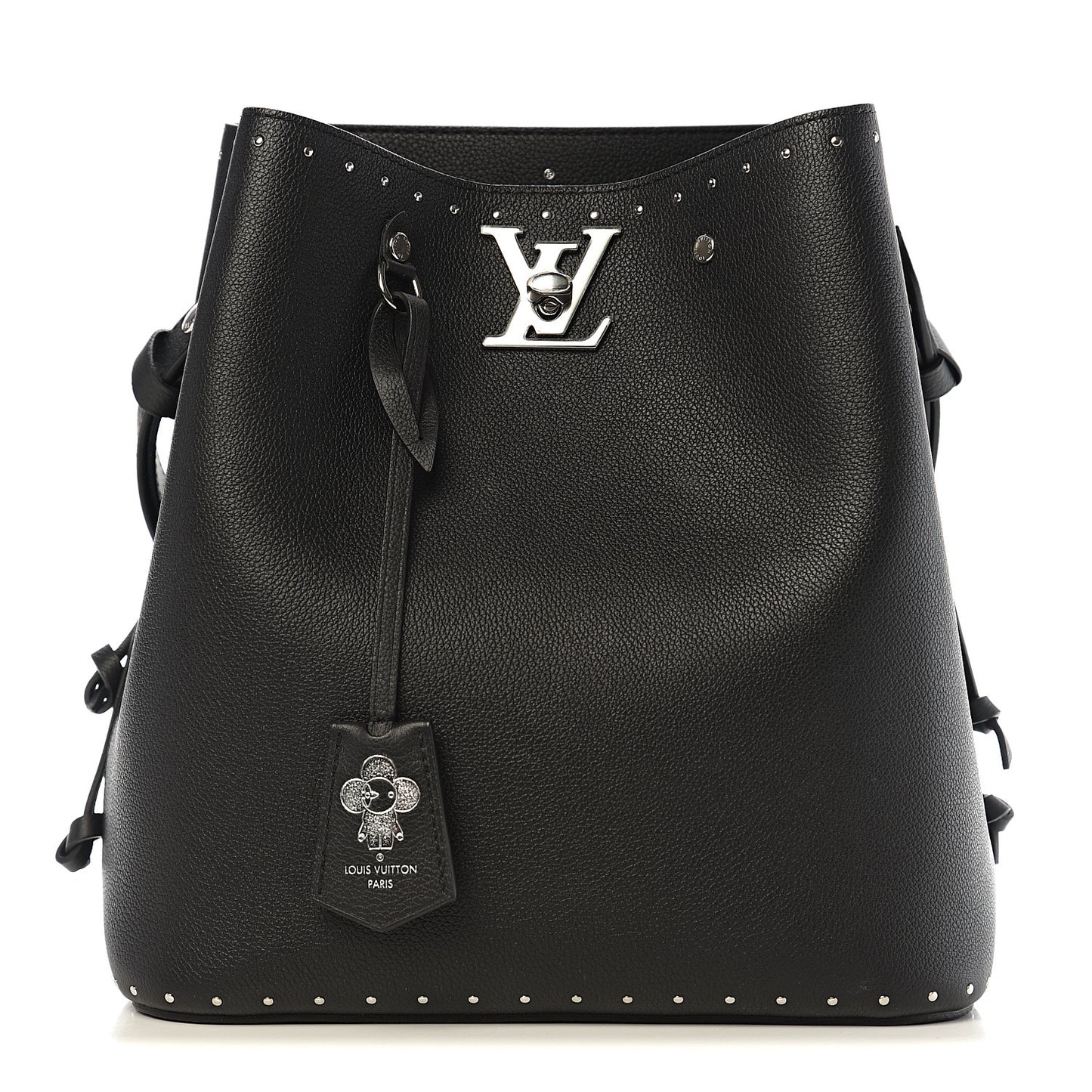Soft Calfskin Lockme Studs Bucket Black