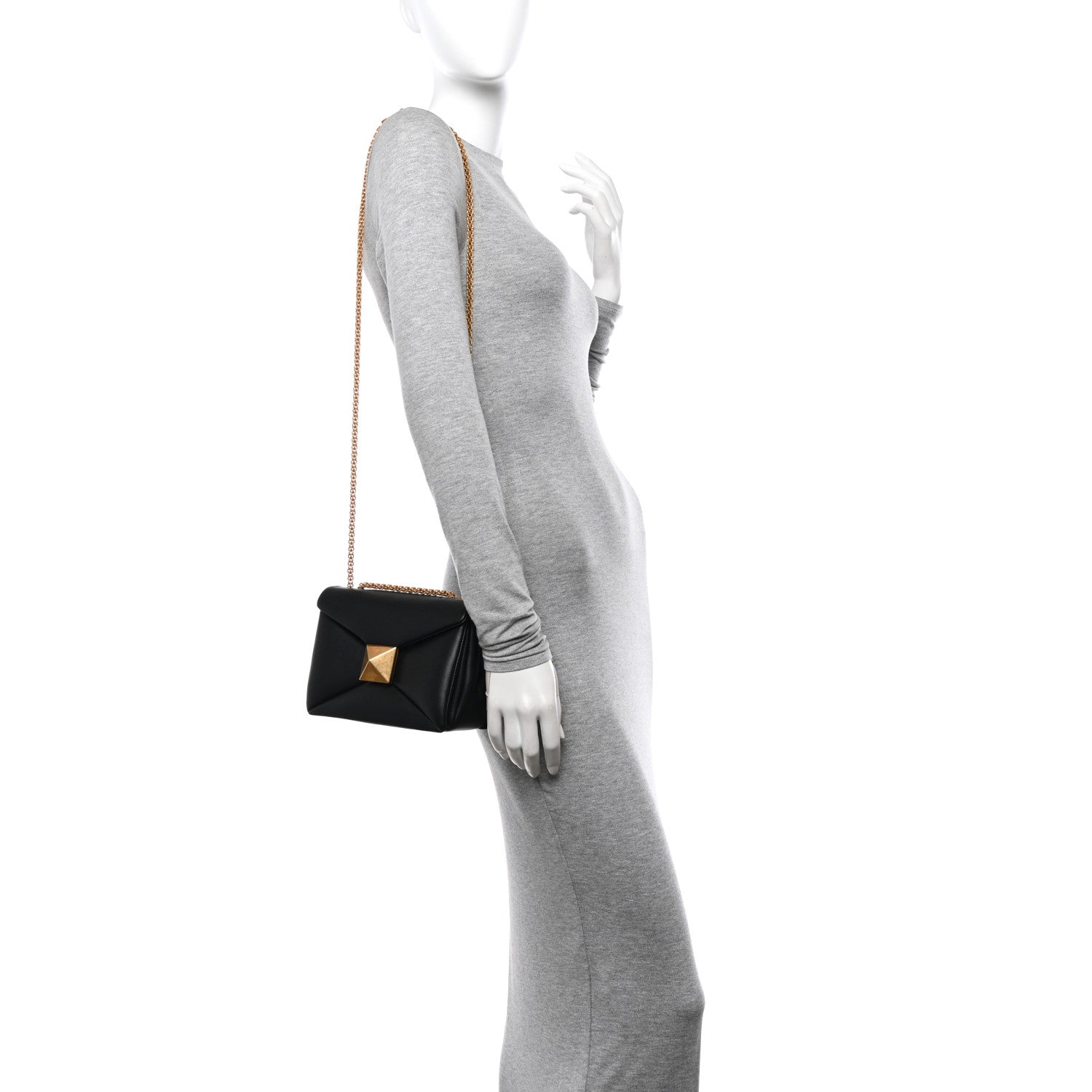 Valentino Garavani Nappa One Stud Chain Clutch Black 2 of 10