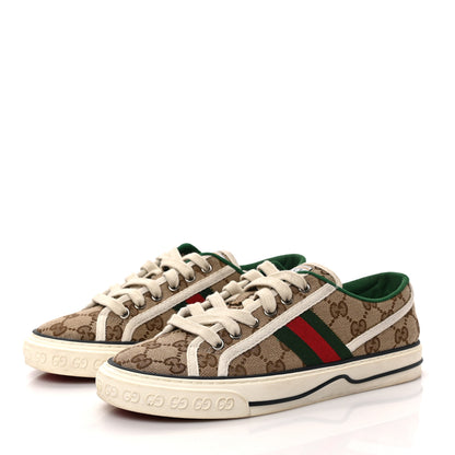 Gucci GG Monogram Web Womens 1977 Tennis Sneakers 38 Beige Ebony Mystic White 3 of 7