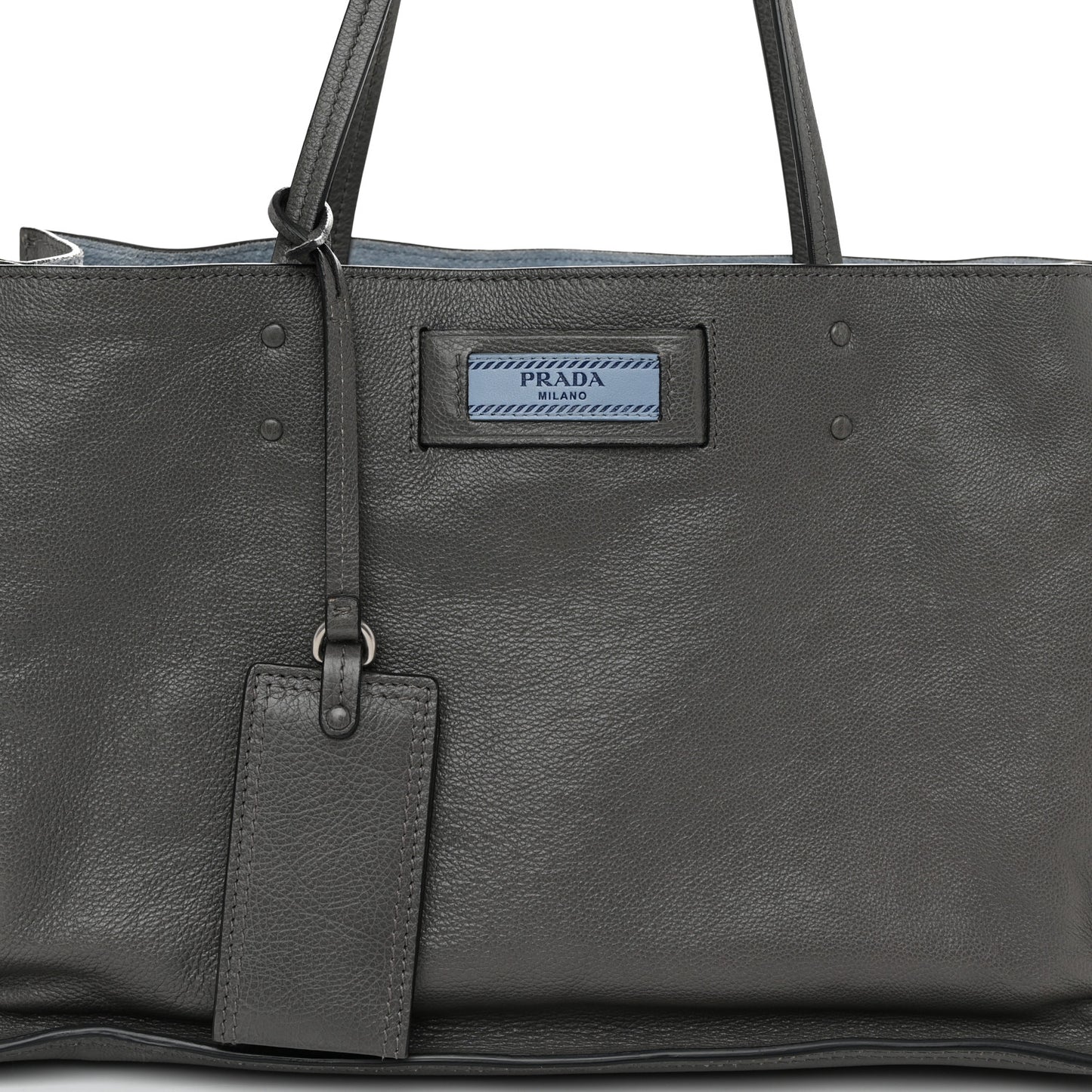 Glace Calfskin Etiquette Shopping Bag Marine Astrale