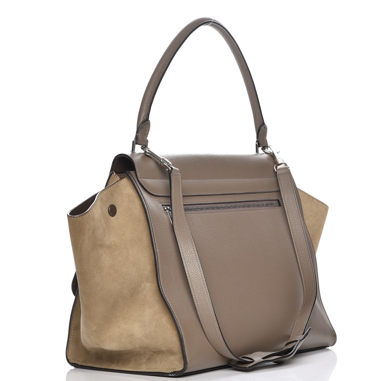 Drummed Calfskin Suede Large Trapeze Souris
