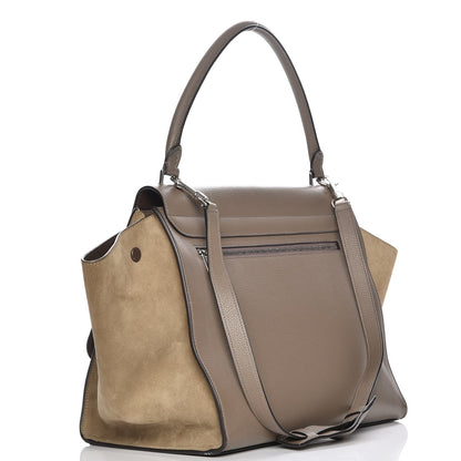 Celine Drummed Calfskin Suede Large Trapeze Souris 4 of 8