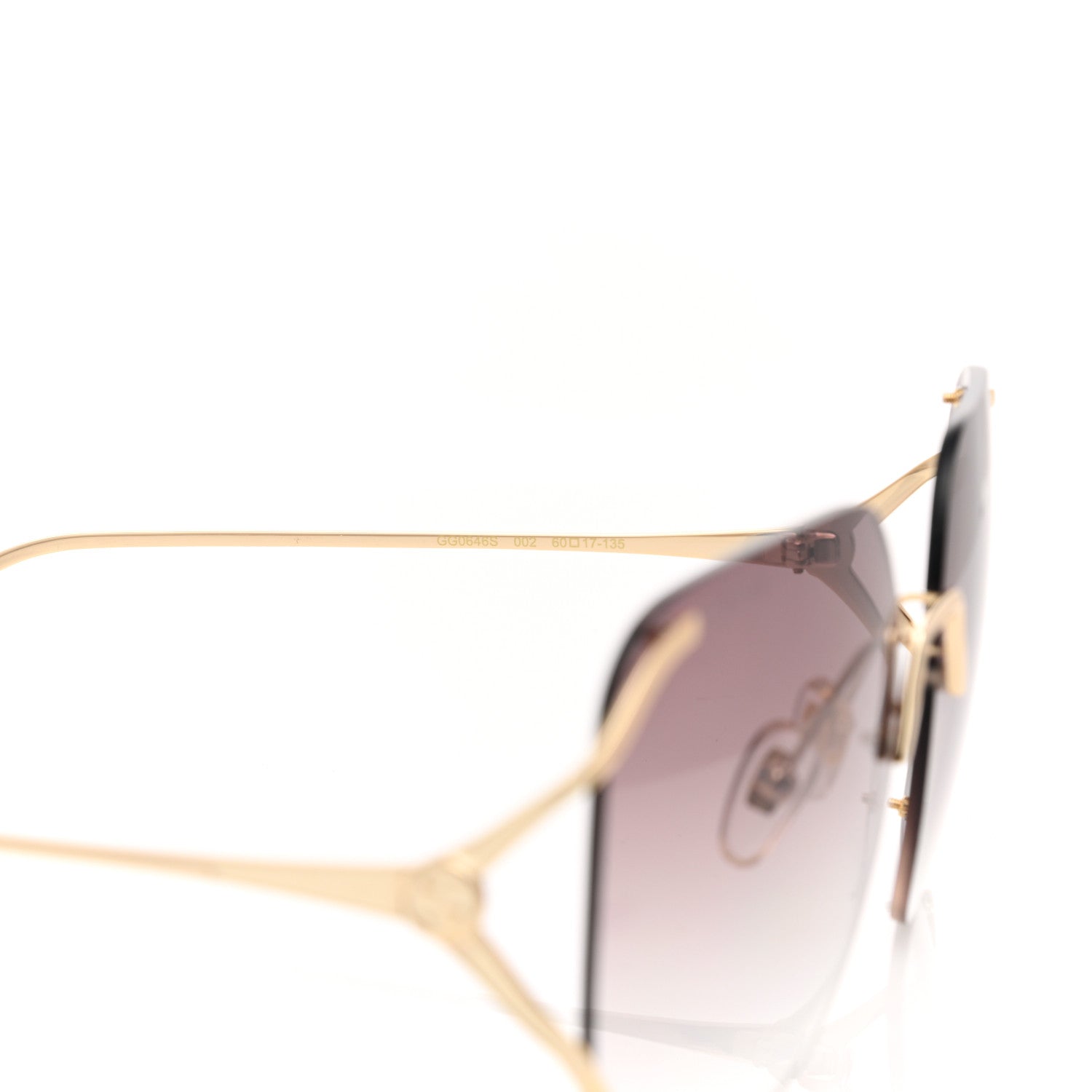 Gucci Metal Oversized Sunglasses GG0646S Gold Brown 6 of 7