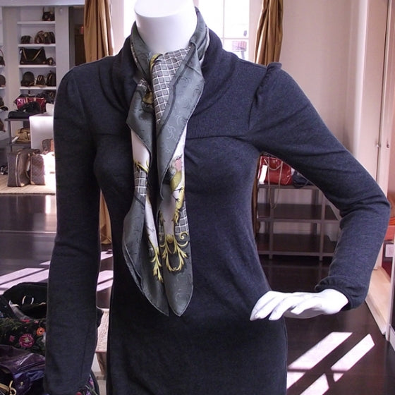 Hermes Silk Birds Scarf Gray 2 of 6