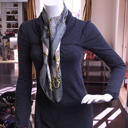 Hermes Silk Birds Scarf Gray 2 of 6