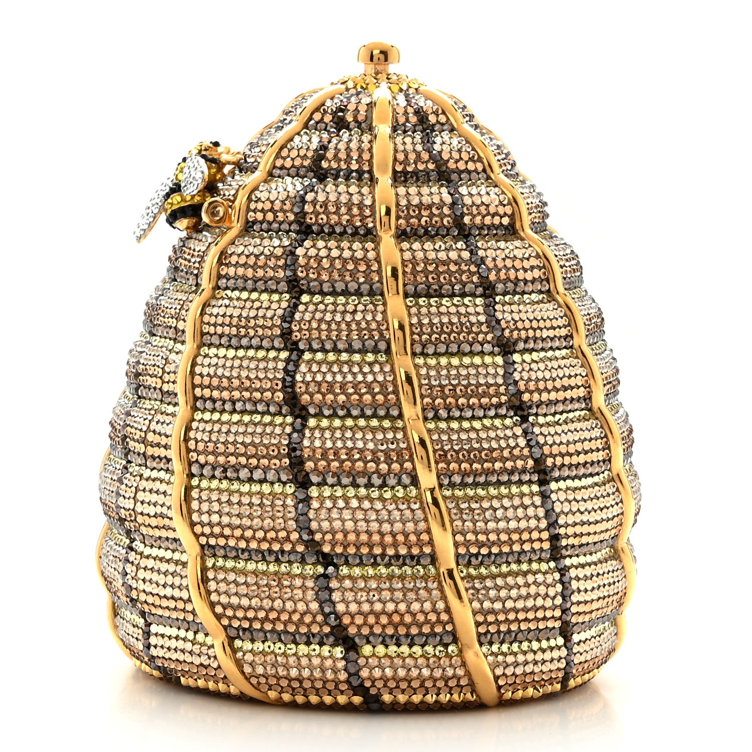 Judith Leiber Crystal Beehive Minaudiere Clutch Gold 3 of 12