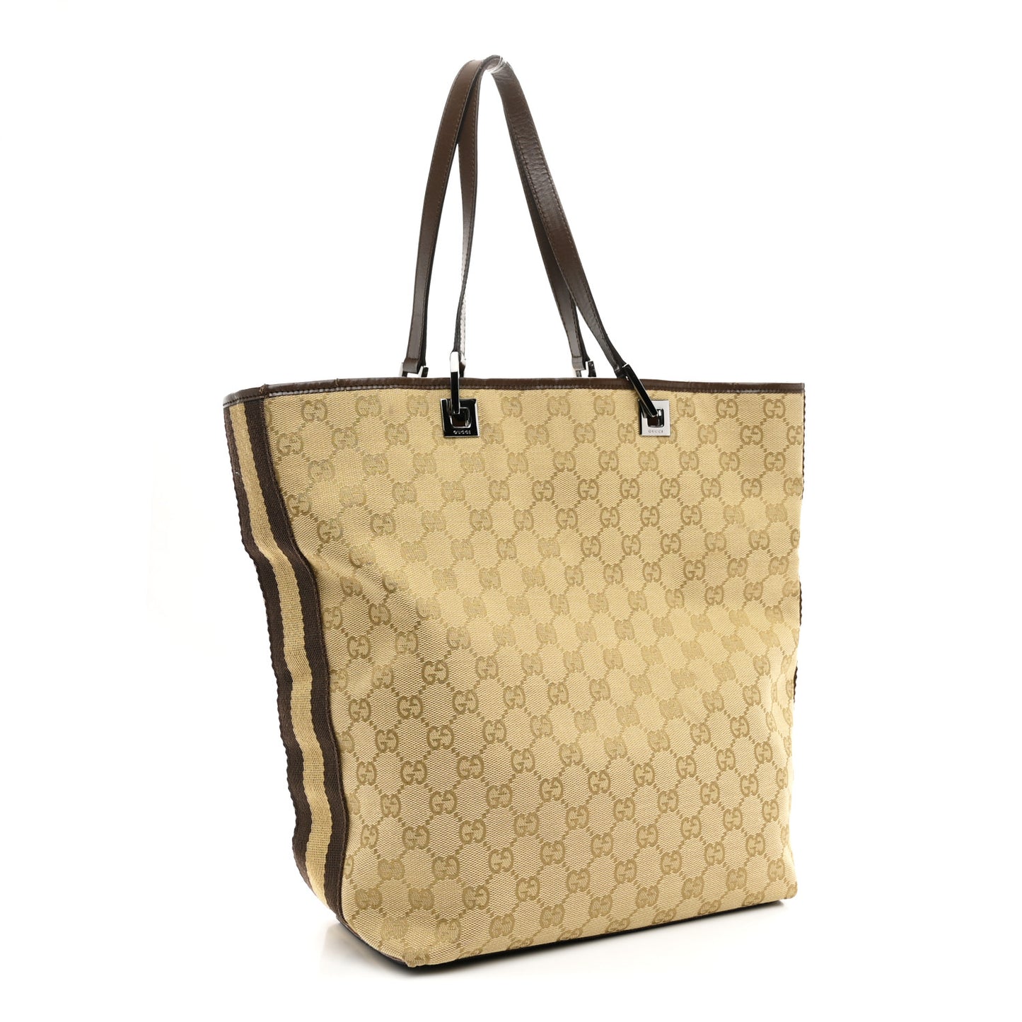 Monogram Web Large Bucket Tote Brown