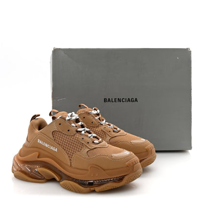 Balenciaga Fabric Mesh Clear Sole Womens Triple S Sneakers 37 Light Camel 10 of 10