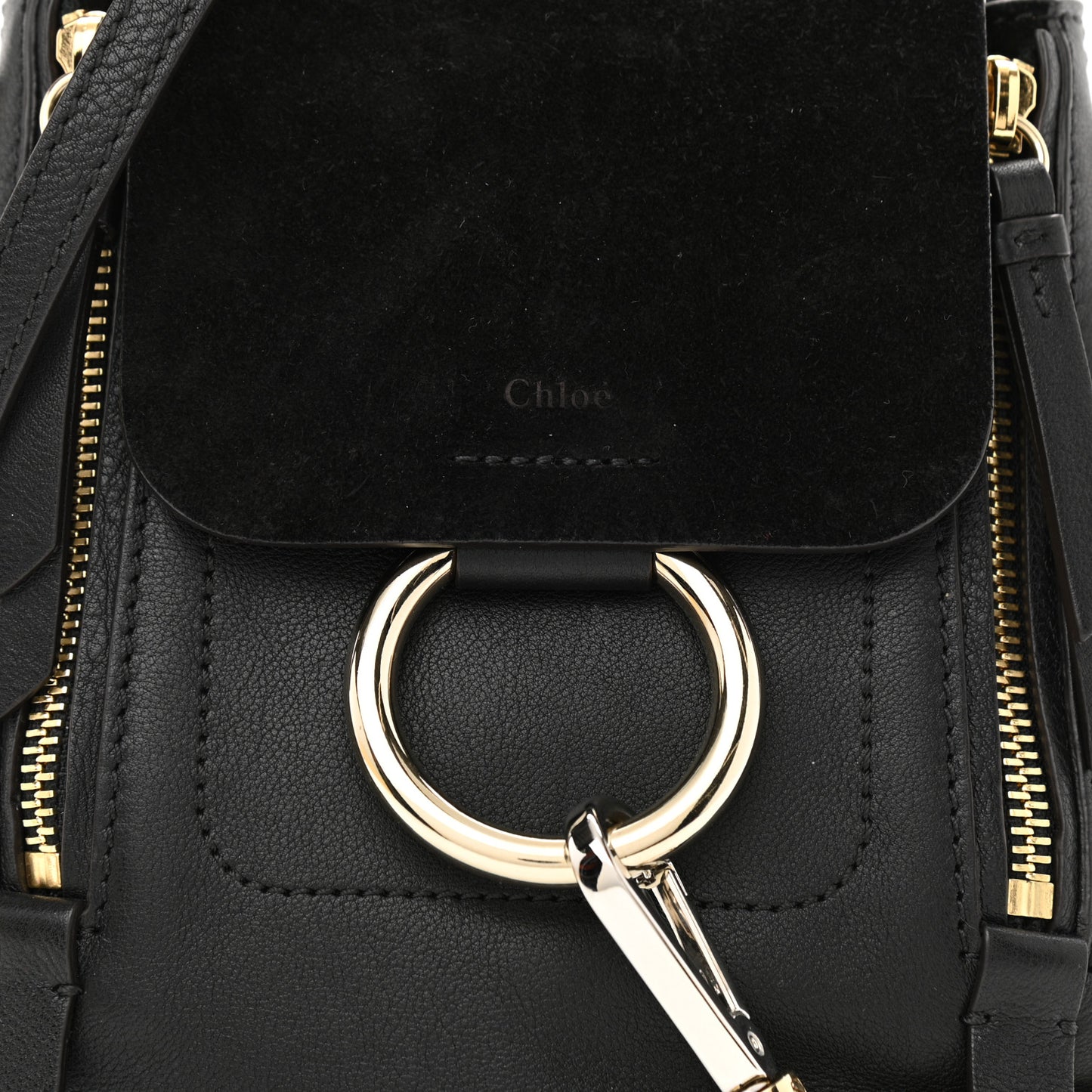 Suede Calfskin Mini Faye Backpack Black