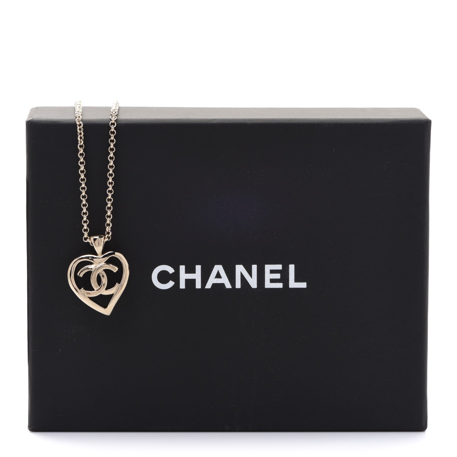 Chanel CC Heart Chain Pendant Necklace Gold 6 of 6