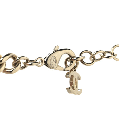 Chanel Metal Crystal Heart CC Chain Necklace Gold 4 of 5