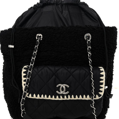 Chanel Wool Nylon Quilted Coco Neige Tote Black 7 of 9
