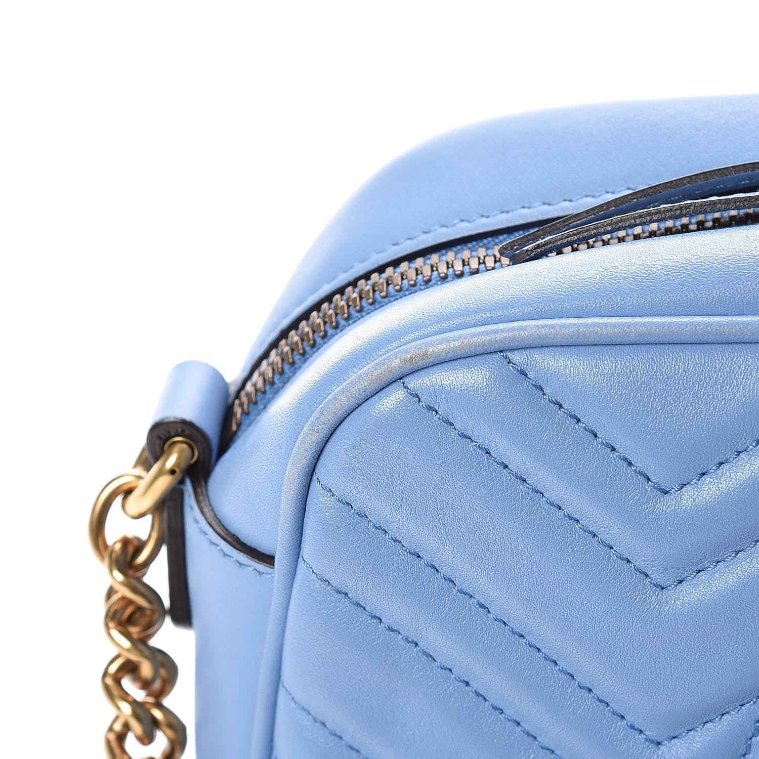 Gucci Calfskin Matelasse Small GG Marmont Chain Shoulder Bag Clear Sky Blue 17 of 19