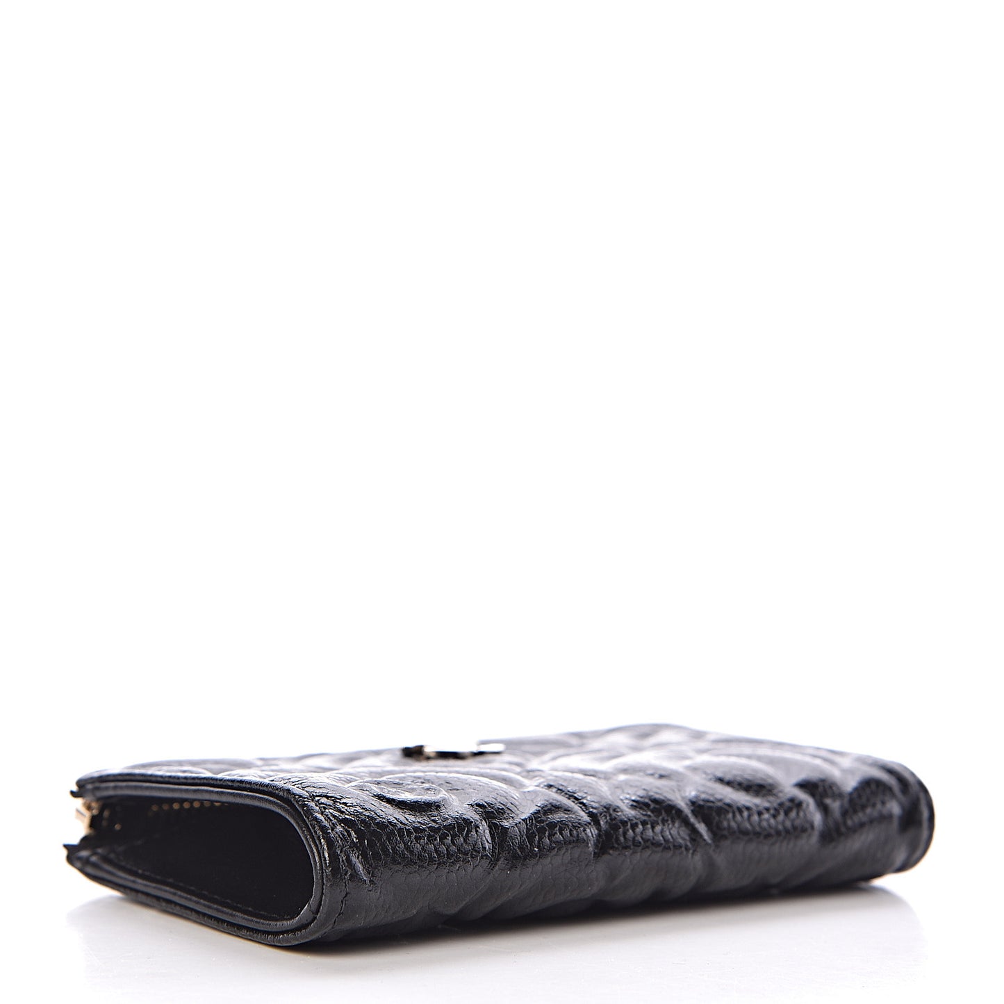 Caviar Camellia Embossed Key Holder Case Black