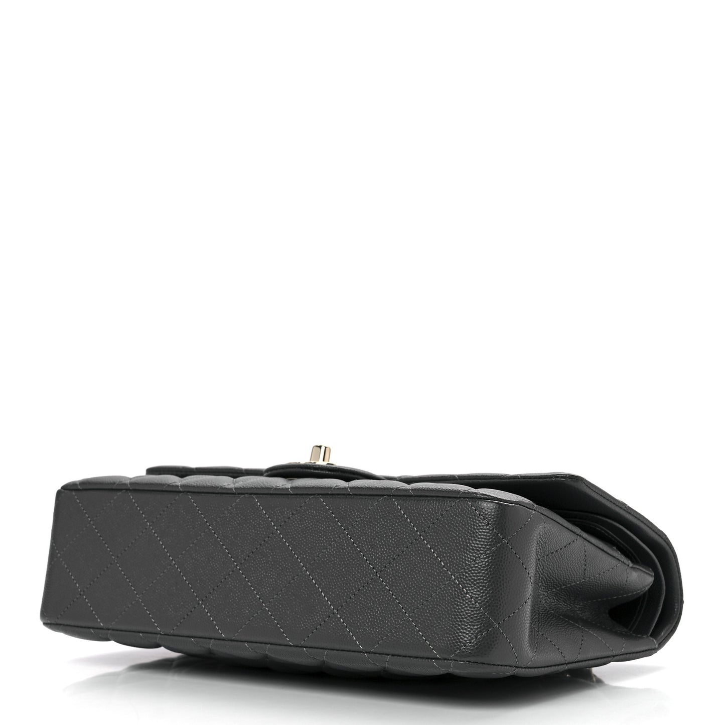 Caviar Quilted Medium Double Flap Dark Grey