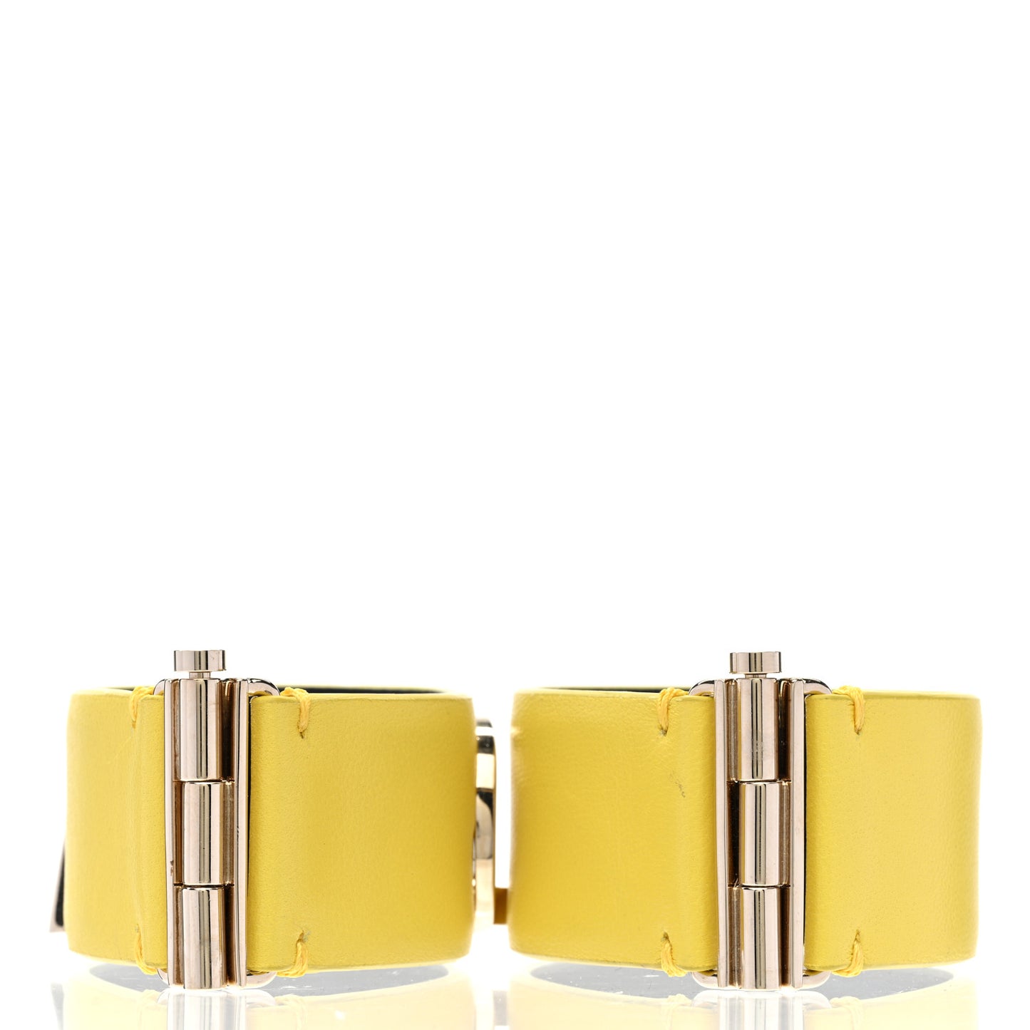 Calfskin Logo Cuff Bracelet S Yellow Gold