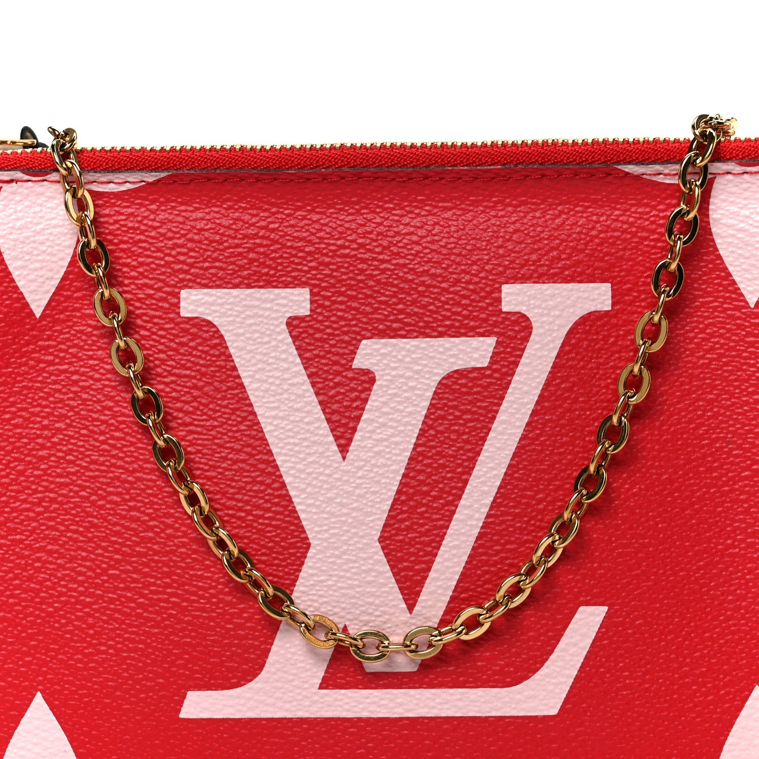 Louis Vuitton Monogram Giant Double Zip Pochette Rouge 9 of 11