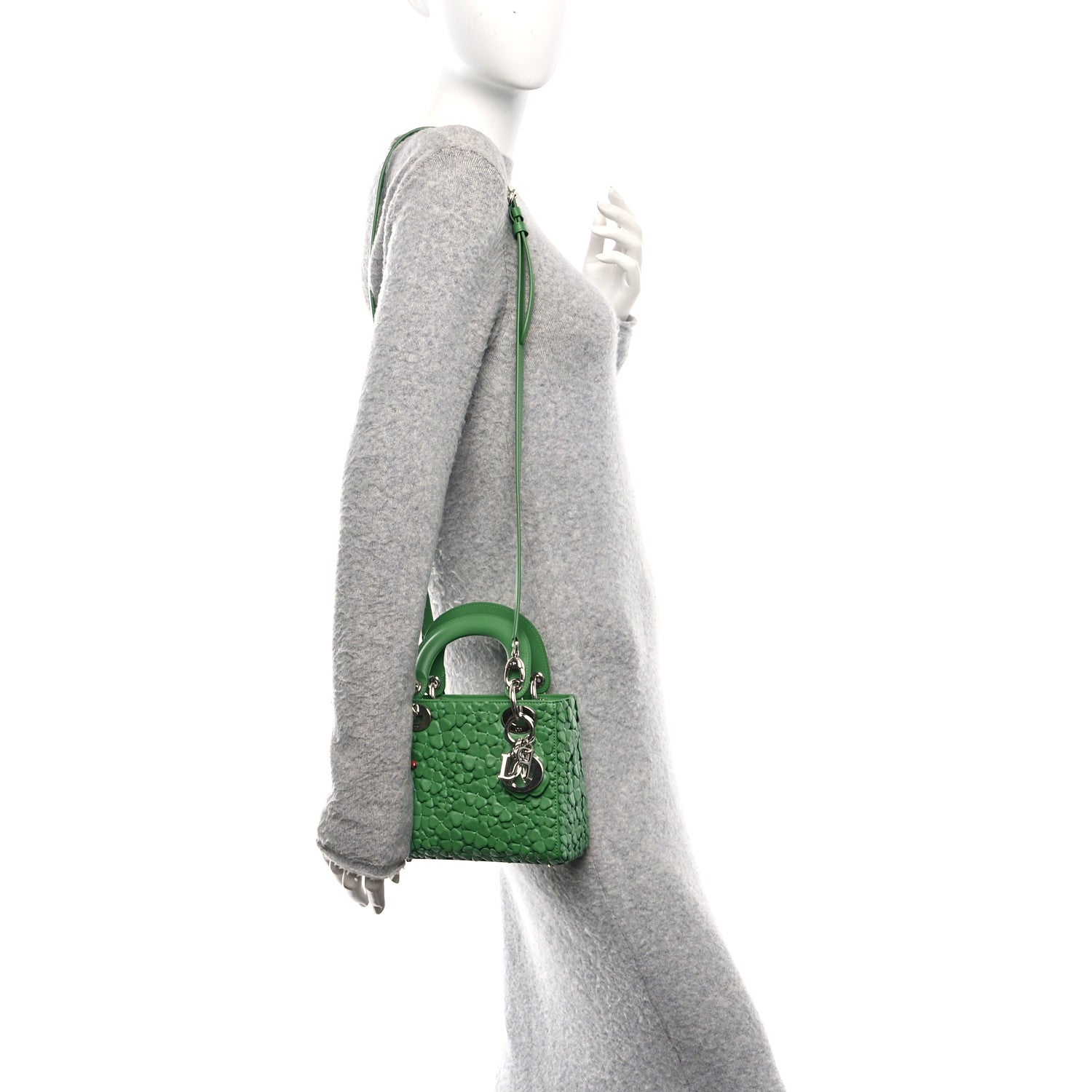 Christian Dior Lambskin Clover Allover Embroidered Mini Lady Dior Lucky Green 2 of 10