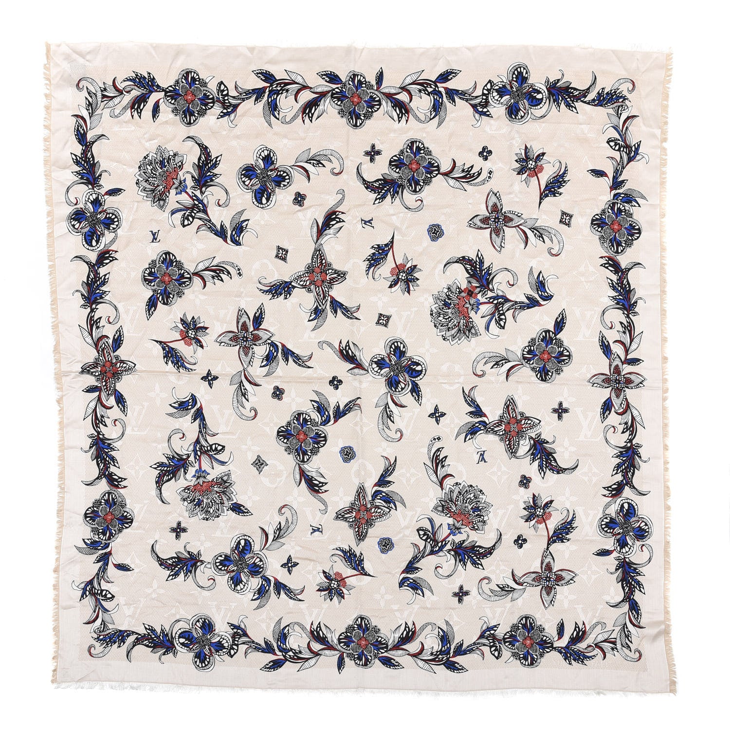 Louis Vuitton Silk Wool Beyond Flower Monogram Shawl Beige 1 of 3