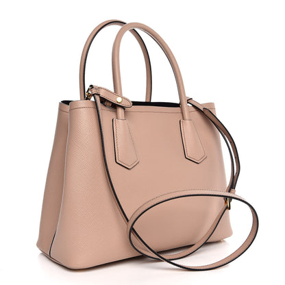 Prada Saffiano Cuir Small Double Bag Cammeo Black 4 of 9
