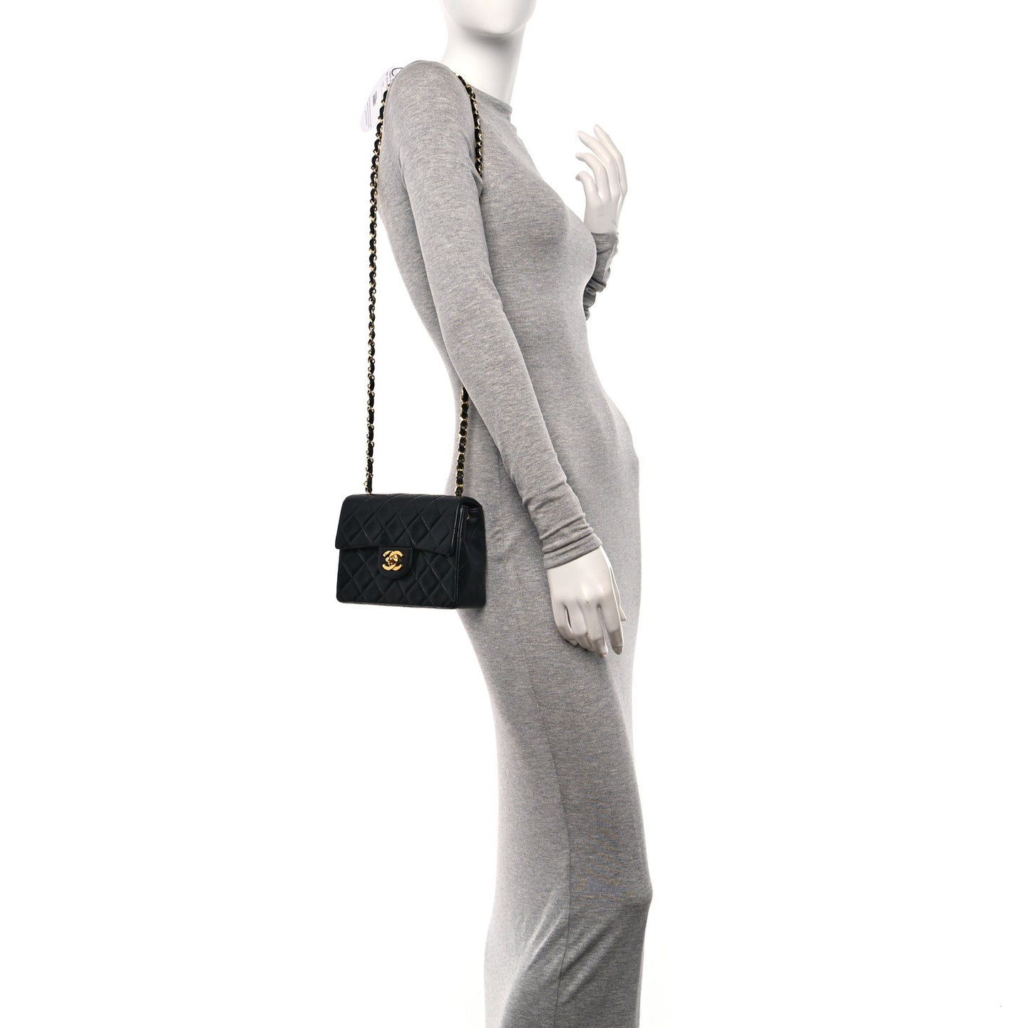 Lambskin Quilted Mini Square Flap Black
