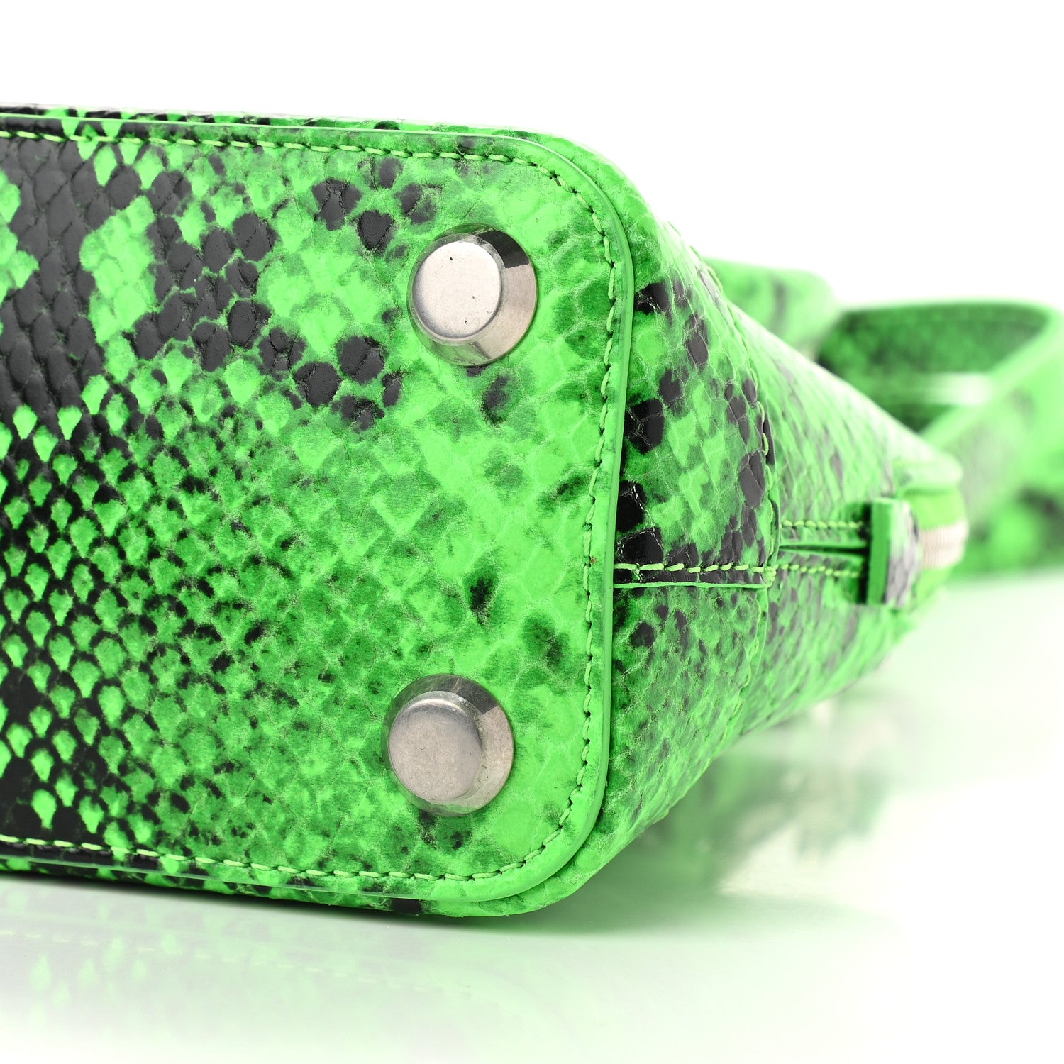 Balenciaga Calfskin Python Effect XXS Ville Top Handle Bag Fluo Green Black 8 of 8