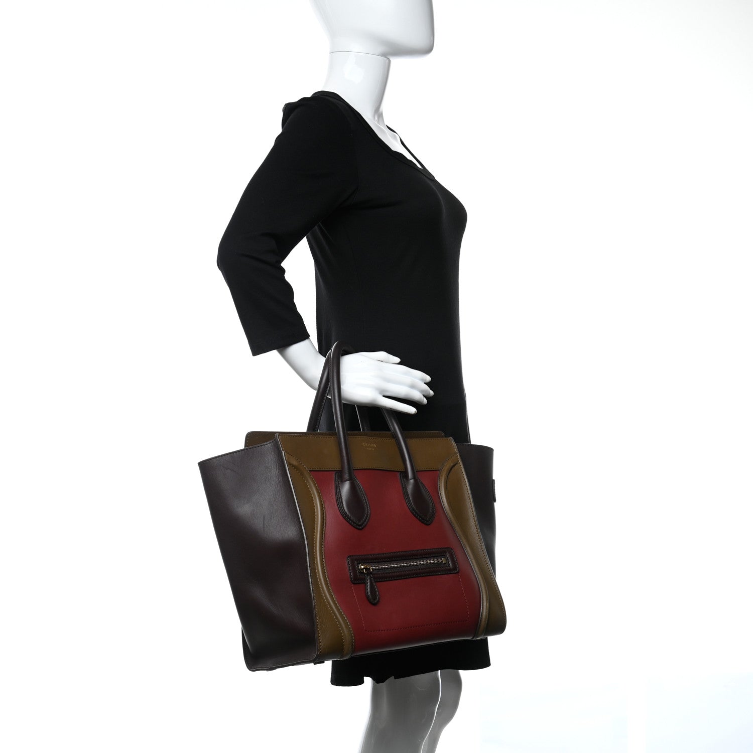 Celine Smooth Calfskin Mini Tri-Color Luggage Rust 3 of 11