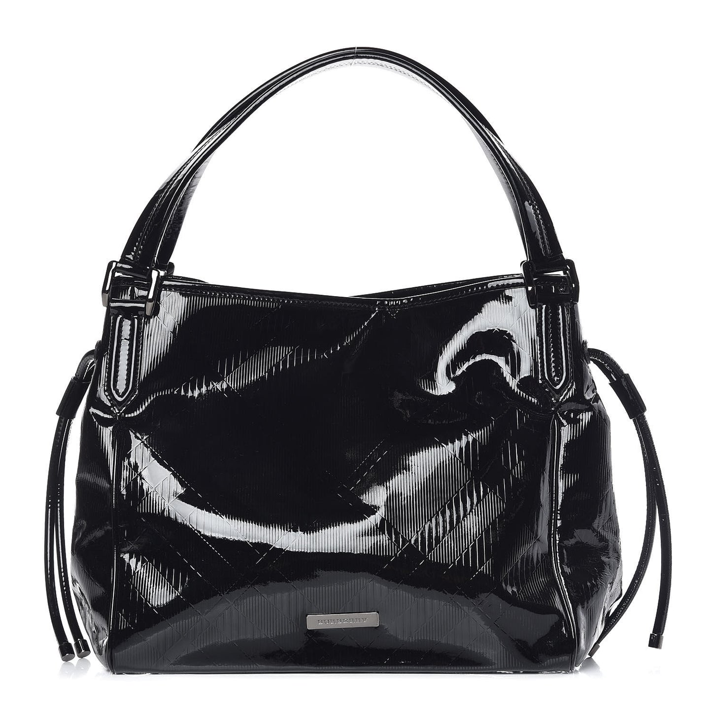 Patent Check Embossed Small Bilmore Tote Black