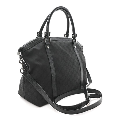 Gucci Nylon Monogram Medium GG Charm Dome Satchel Black 3 of 11