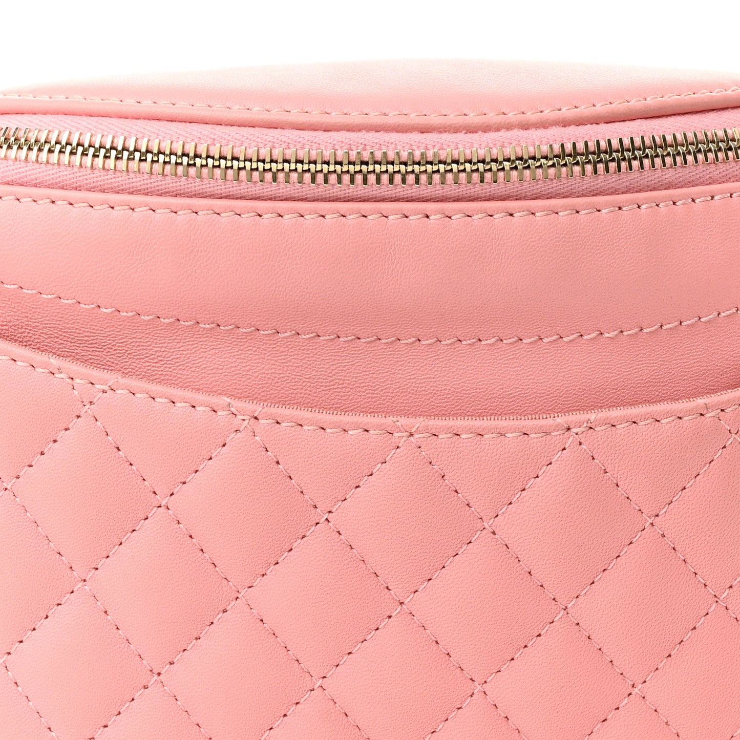 Lambskin Quilted Bi Waist Bag Fanny Pack Pink