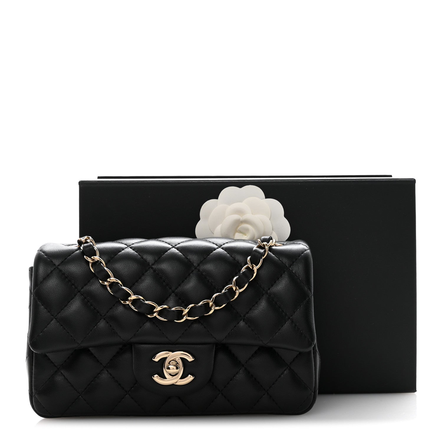 Chanel Lambskin Quilted Mini Rectangular Flap Black Black 11 of 11