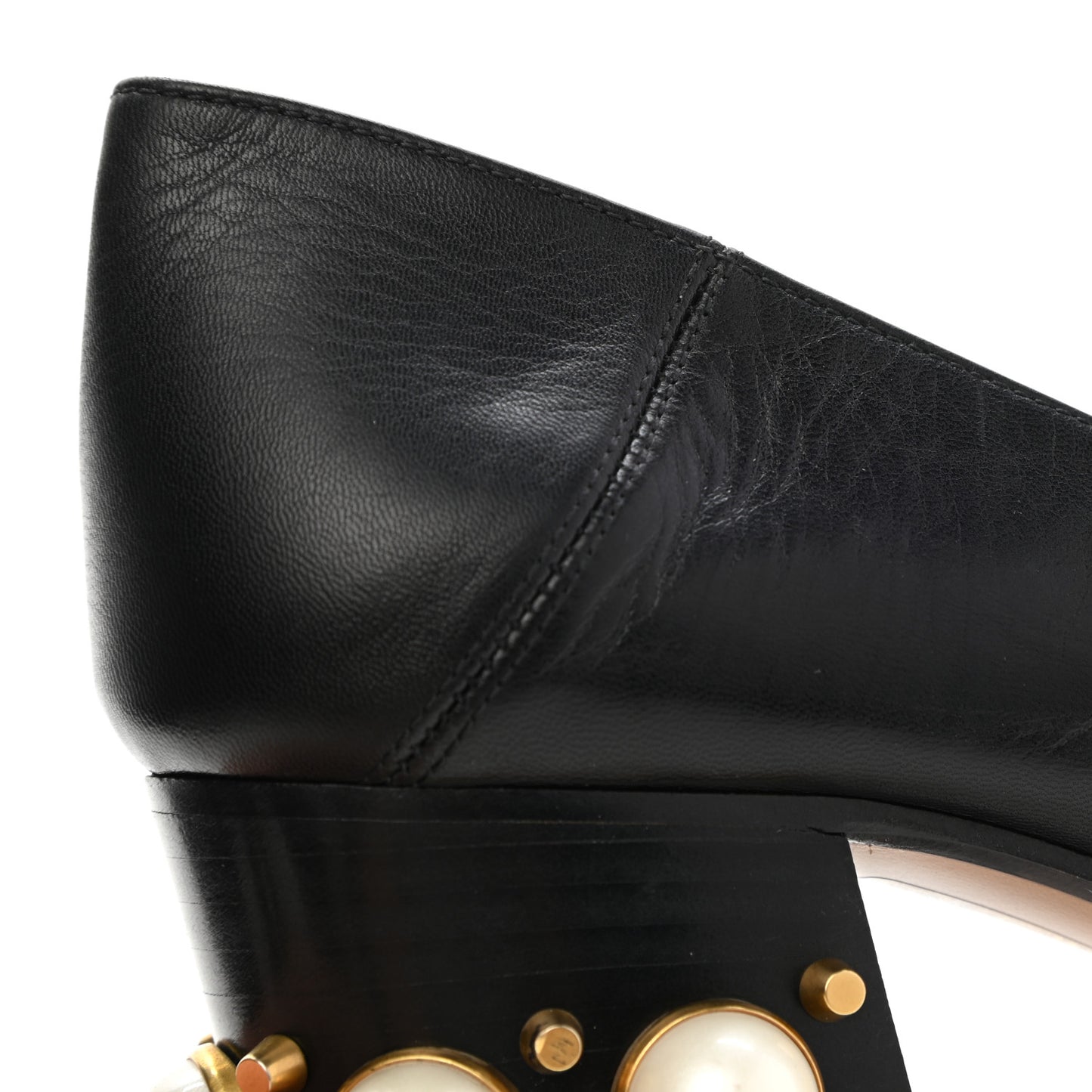 Malaga Kid Web Pearl Embellished Peyton 75mm Loafer Pumps 38.5 Black