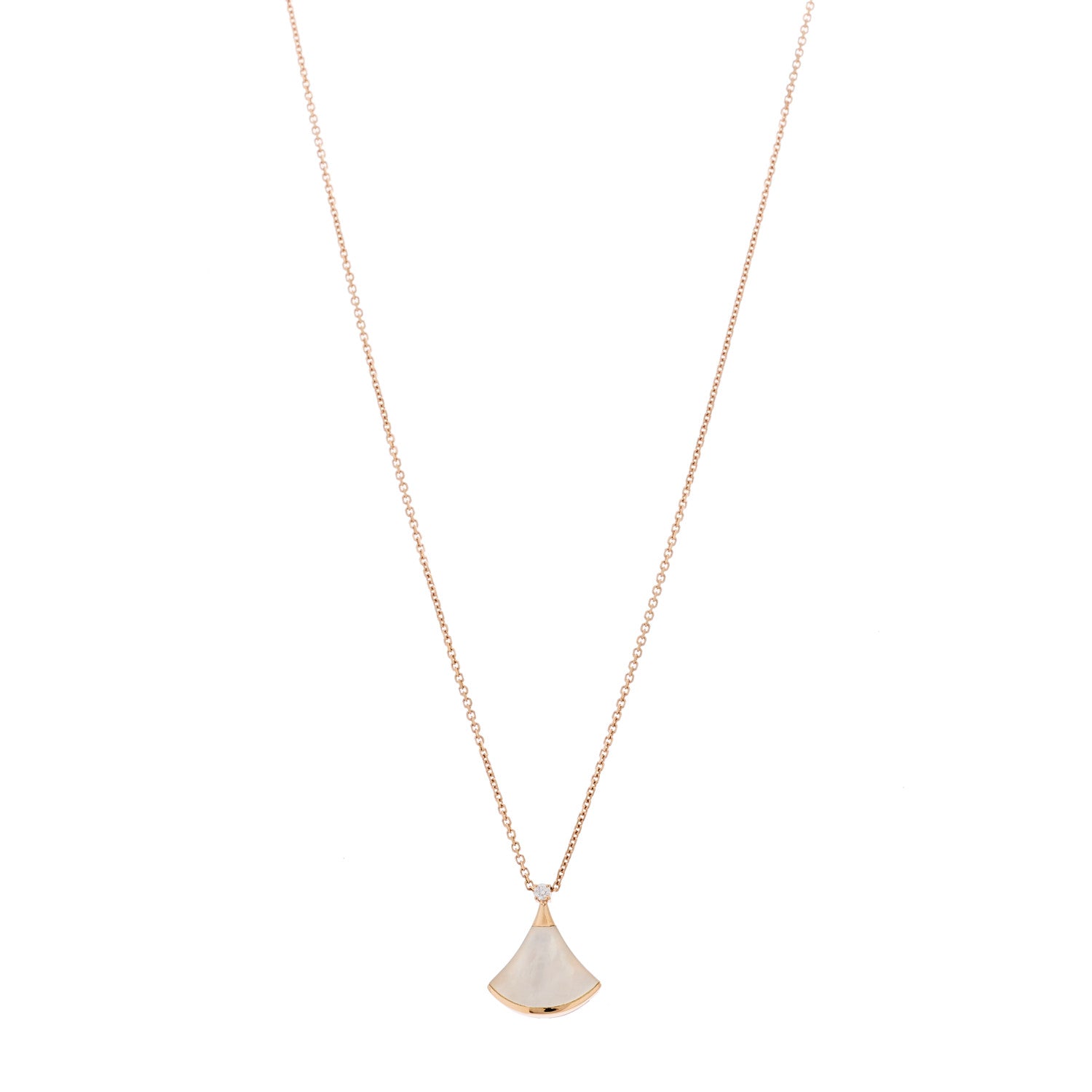 Bulgari 18K Rose Gold Diamond Mother of Pearl Small Divas' Dream Pendant Necklace 1 of 6