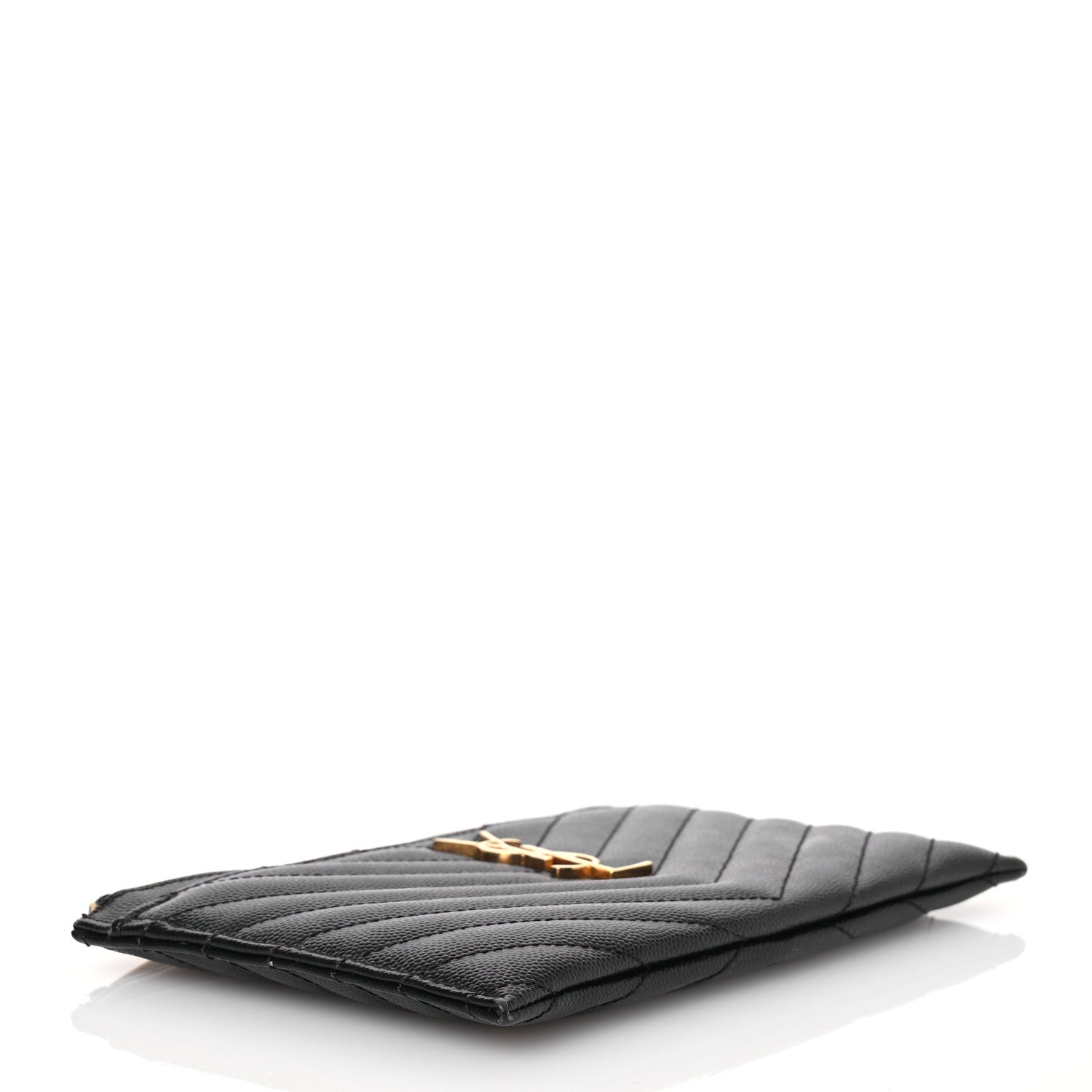 Saint Laurent Grain De Poudre Chevron Monogram Bill Pouch Black 4 of 14