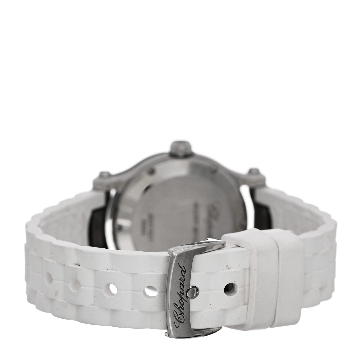 Chopard Stainless Steel Rubber 3 Diamond 30mm Happy Sport Quartz Watch White 3 of 4