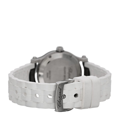 Chopard Stainless Steel Rubber 3 Diamond 30mm Happy Sport Quartz Watch White 3 of 4